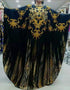 Women's African Print O-Neck Batwing Sleeve Loose Dress with Gold Floral Animal Pattern